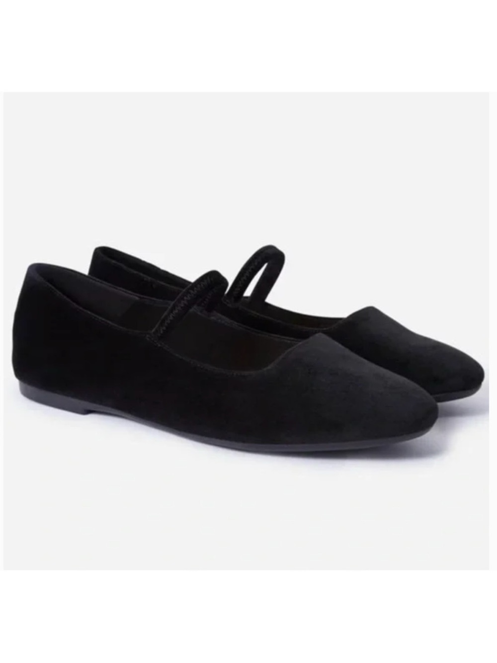 Everlane The Mary Jane Velvet Ballet Flats Academia Black